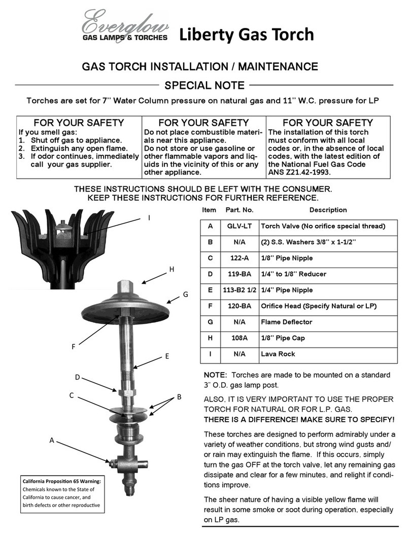 Everglow Liberty Gas Torch Installation & maintenance manual