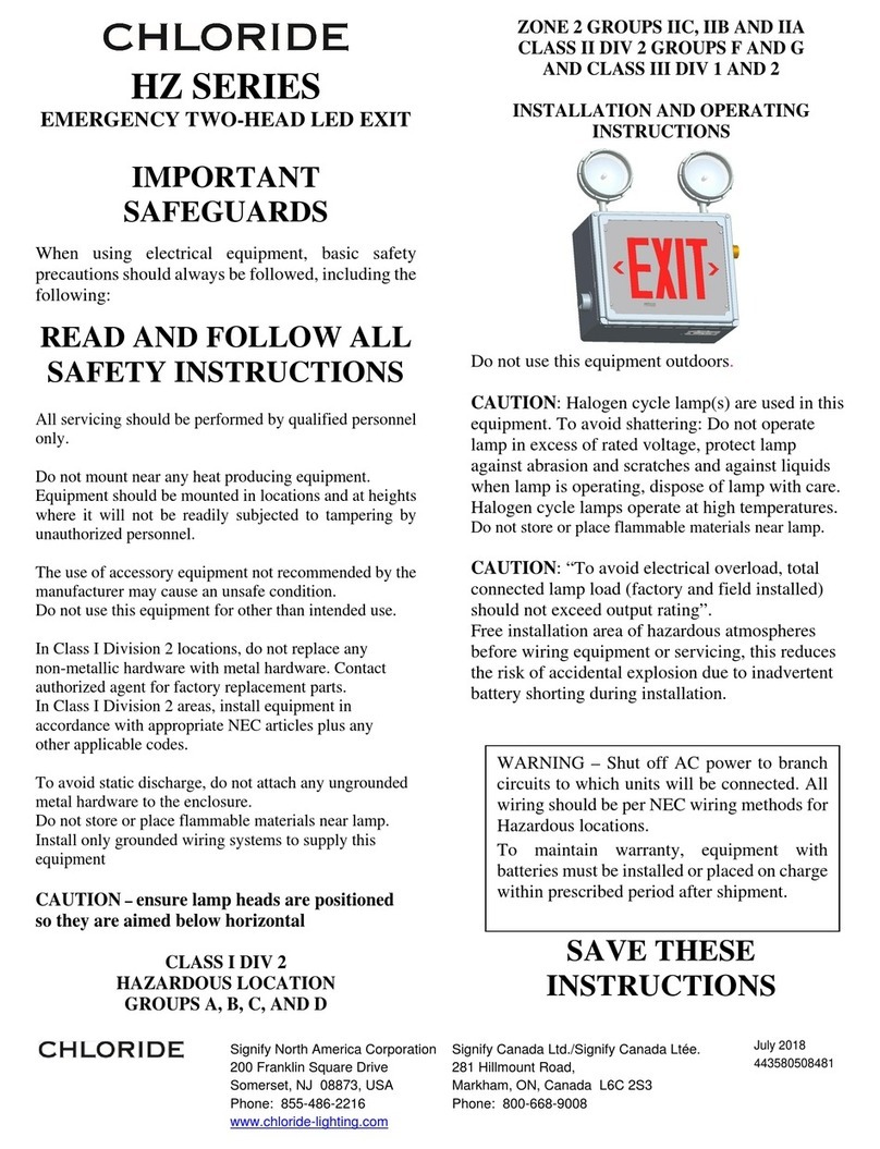 Chloride HZ Series Installation and operating instructions Chloride HZ Series Installation and operating instructions