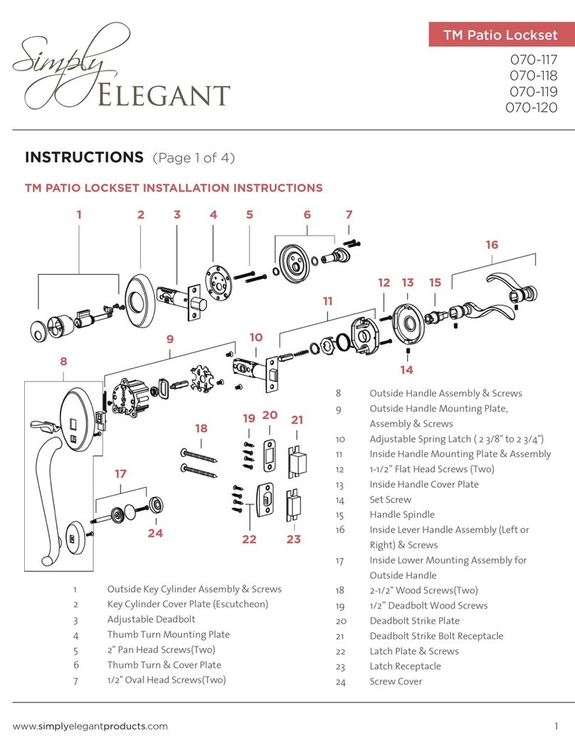 Simply Elegant TM Patio Lockset Series instructions