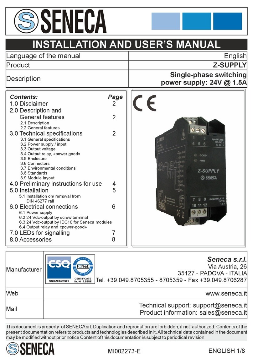 Seneca Z-SUPPLY Installation and user manual