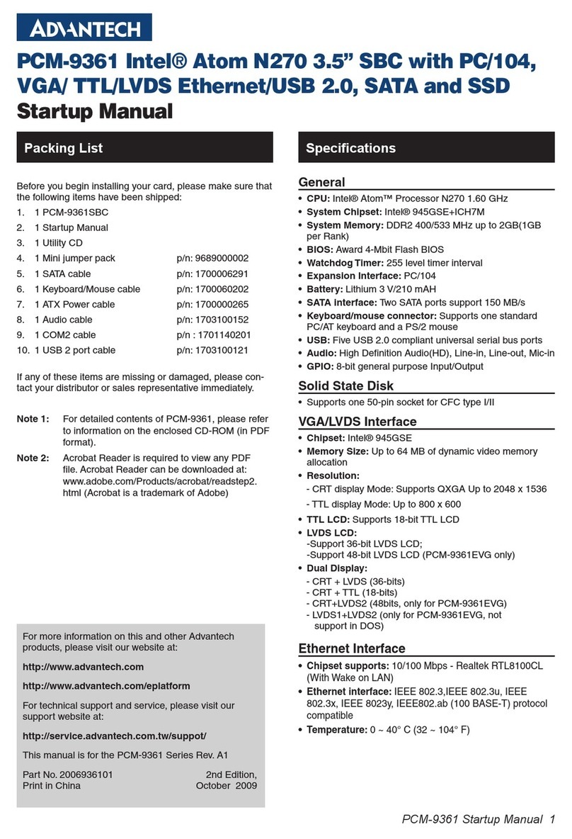 Advantech PCM-9361 Installation and operation manual