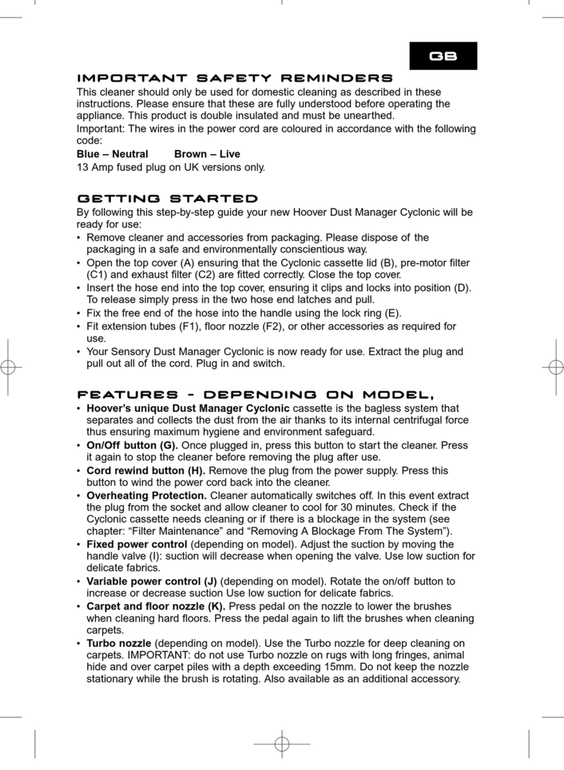 Hoover Dust Manager Cyclonic User manual