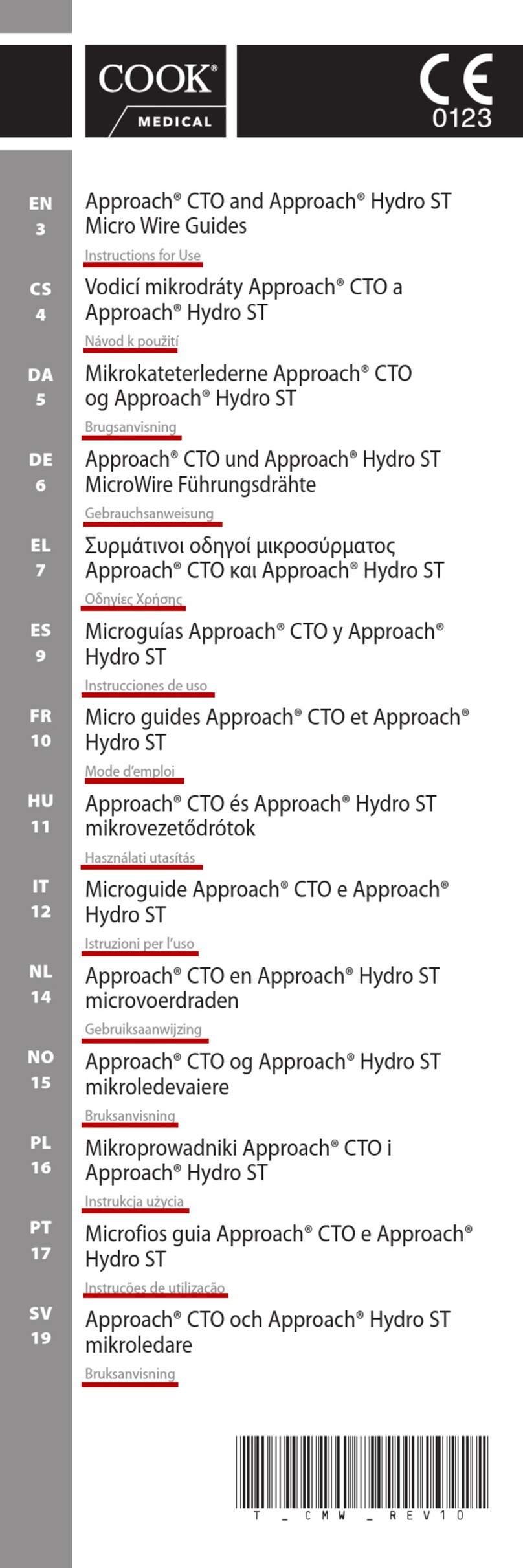 COOK Medical Approach CTO Instructions for use