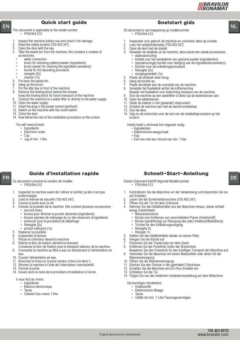 BRAVILOR BONAMAT FRSHN4-212 quick start guide