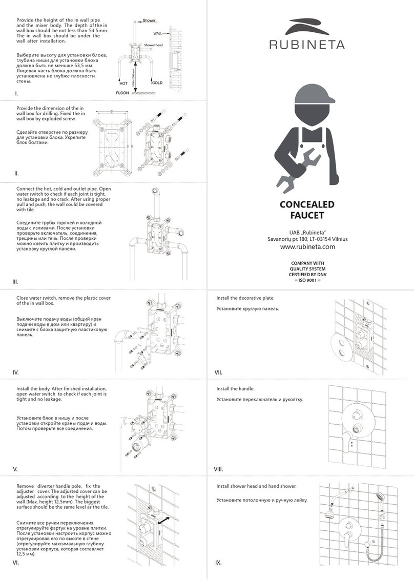 Rubineta Kubo 2Consealed Plastic Series installation manual