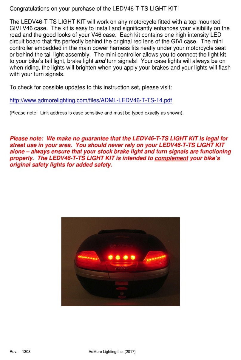 AdMore Lighting LEDV46-T-TS LIGHT KIT installation instructions AdMore Lighting LEDV46-T-TS LIGHT KIT installation instructions