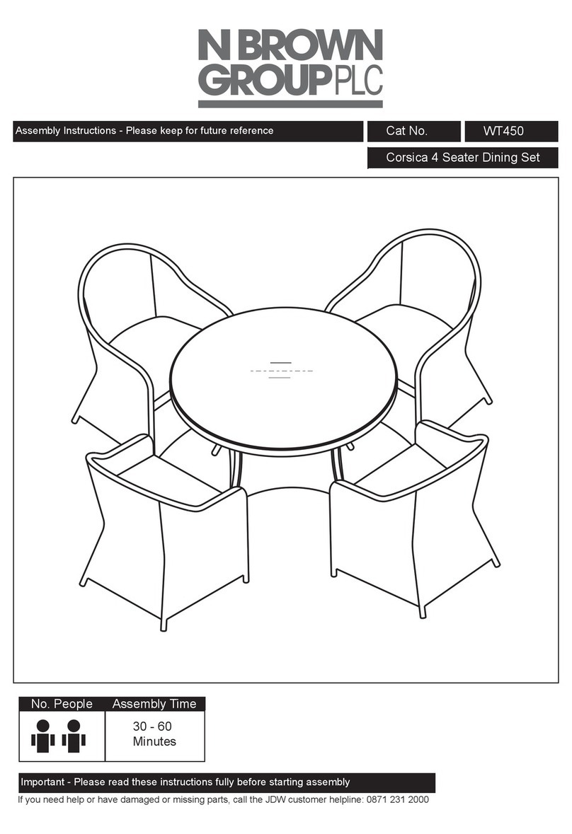 N Brown Group Corsica 4 Seater Dining Set Assembly instructions N Brown Group Corsica 4 Seater Dining Set Assembly instructions