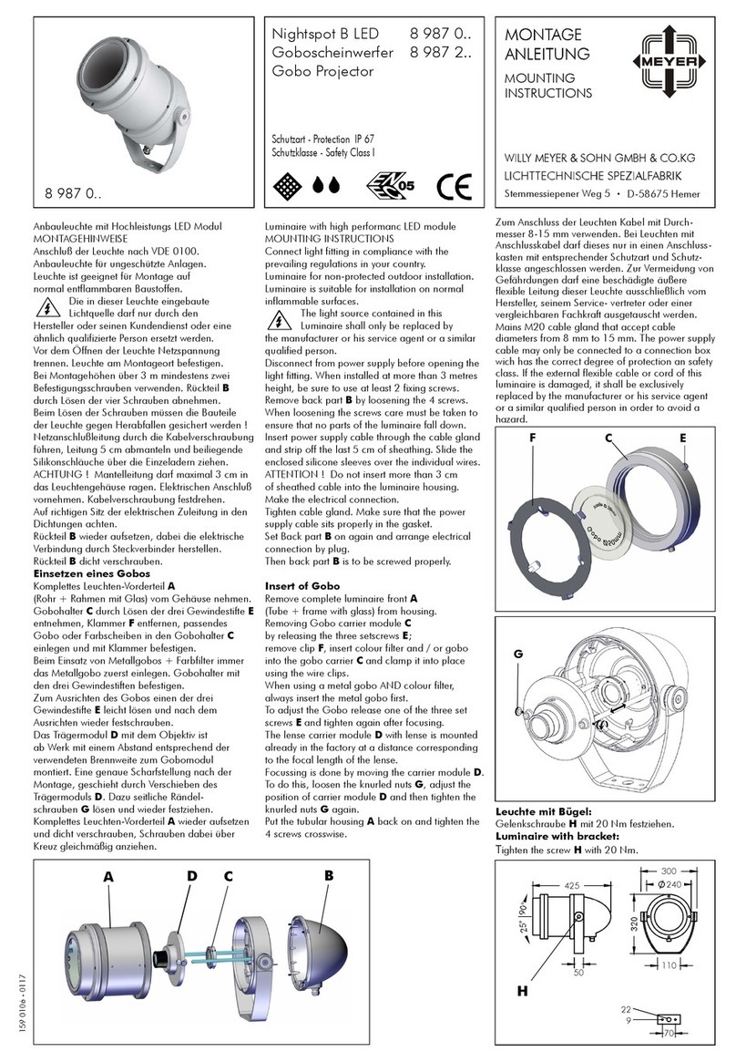 Meyer Nightspot B 8 987 0 Series quick start guide Meyer Nightspot B 8 987 0 Series quick start guide