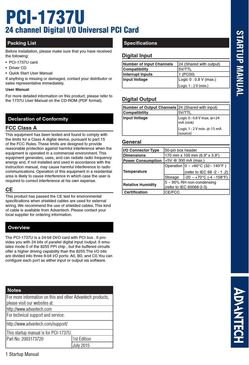 Advantech PCI-1737U Installation and operation manual Advantech PCI-1737U Installation and operation manual