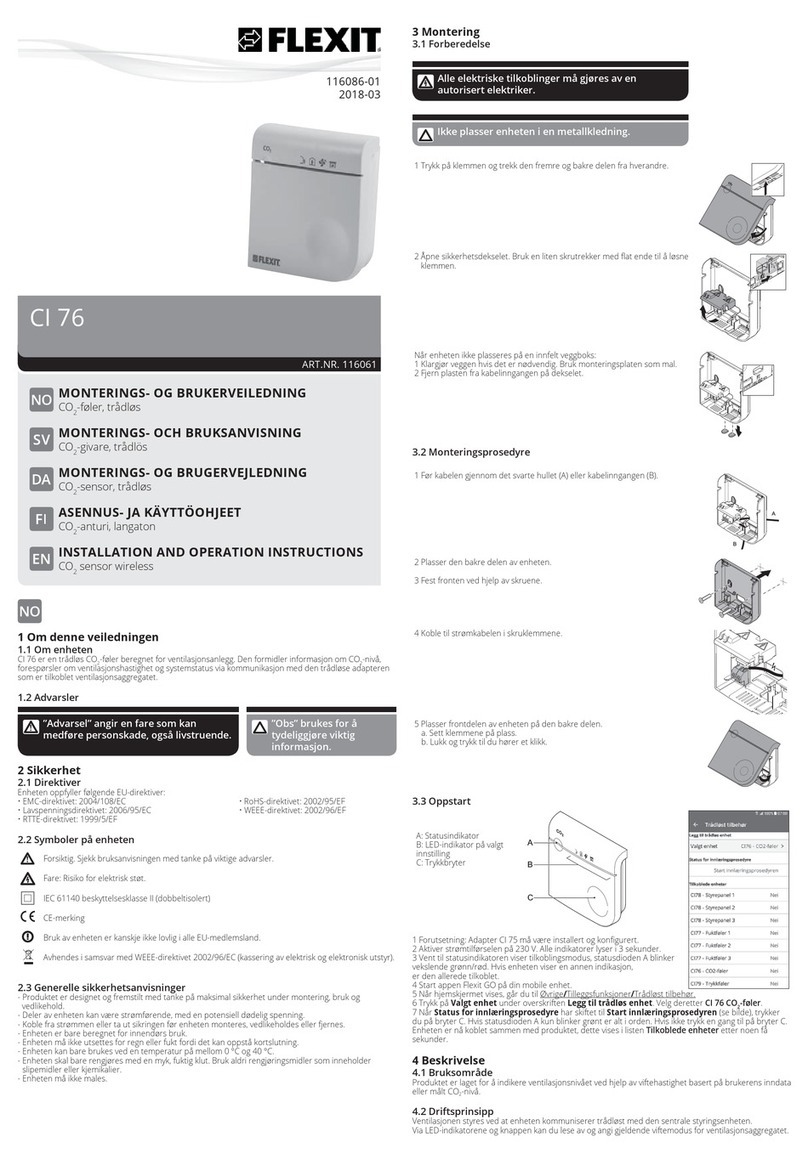 Flexit CI 76 Installation and operation instructions