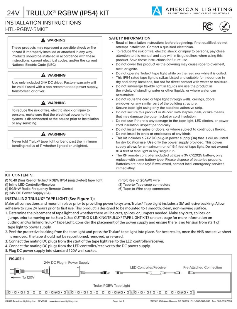 American Lighting TRULUX HTL-RGBW-5MKIT installation instructions
