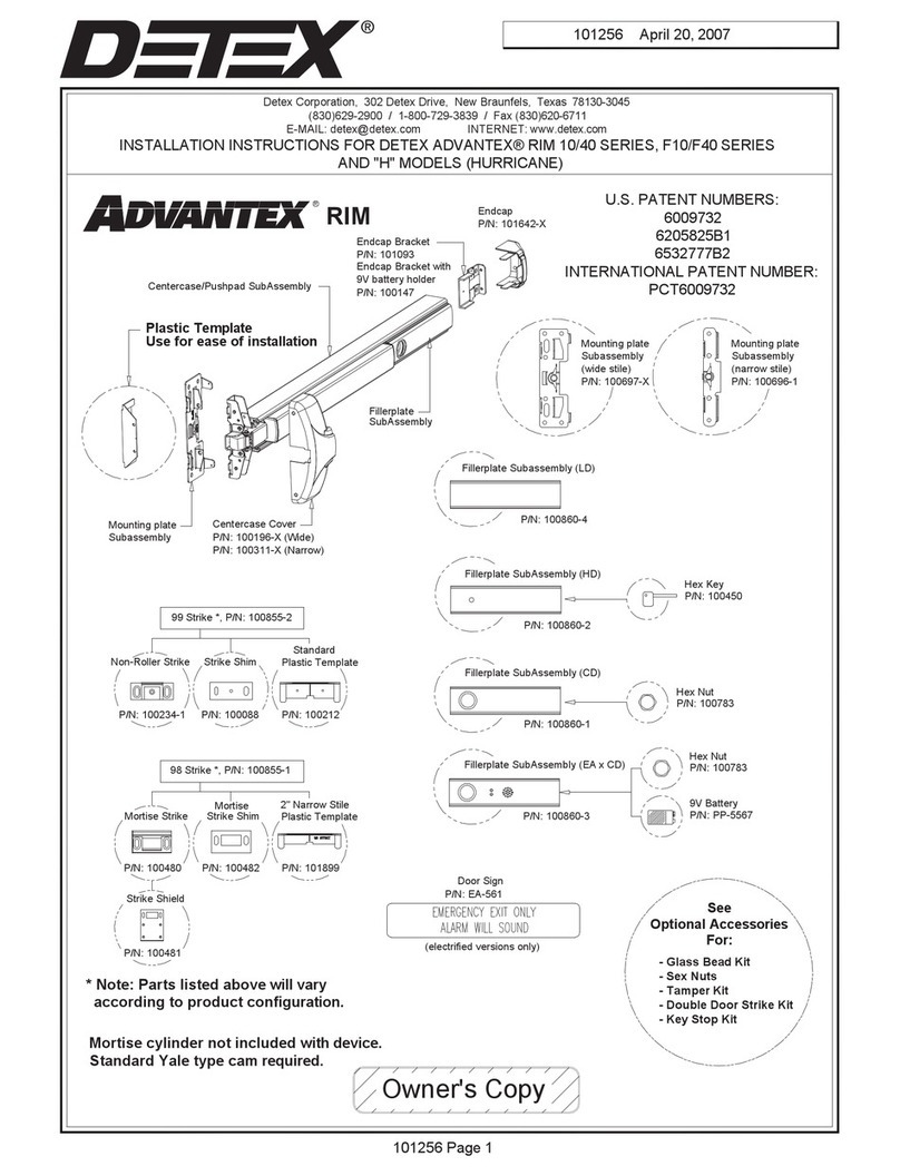Detex Advantex 10 Series Nstallation instructions