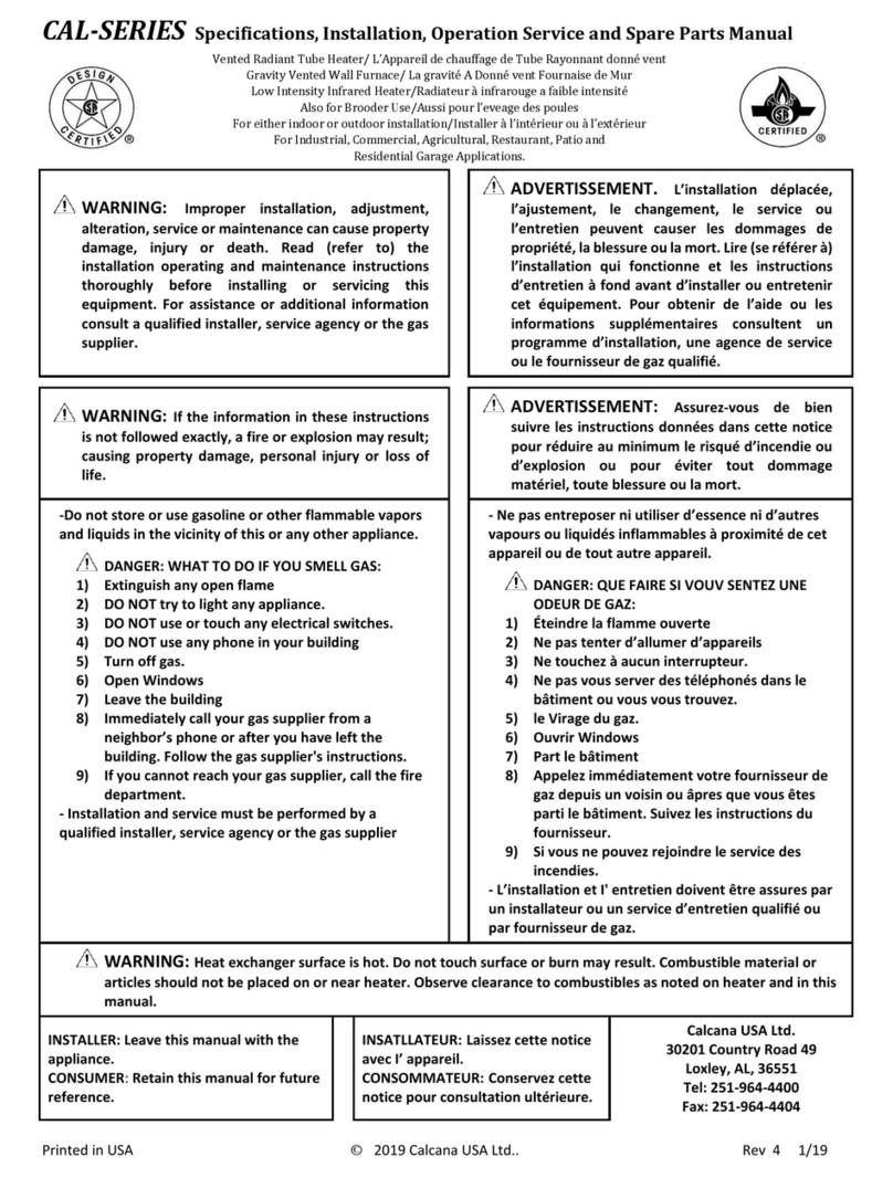 Calcana CAL Series Installation, operation, service, and parts manual Calcana CAL Series Installation, operation, service, and parts manual