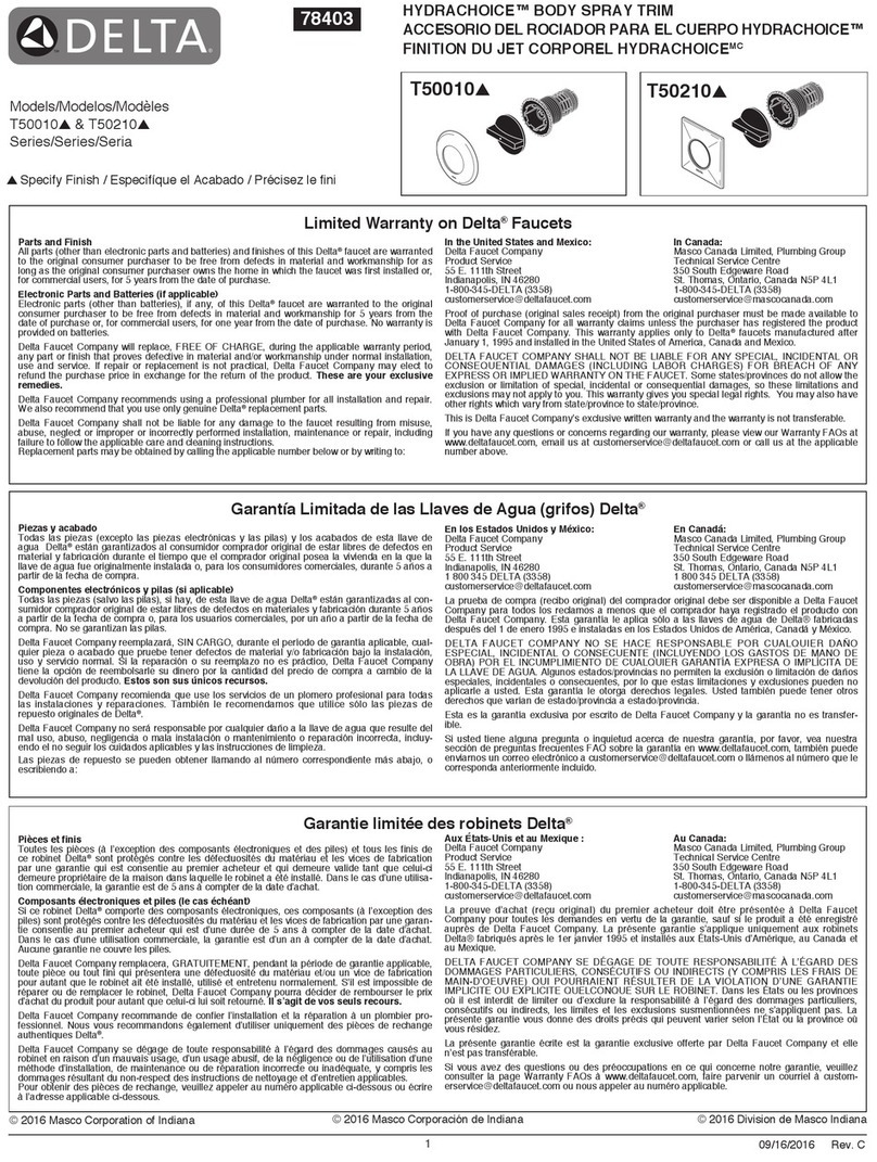 Delta HYDRACHOICE T50010 Series User manual