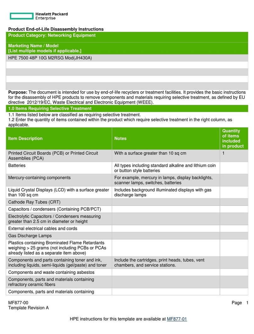 Hewlett Packard Enterprise JH430A Product End-of-Life Disassembly Instructions