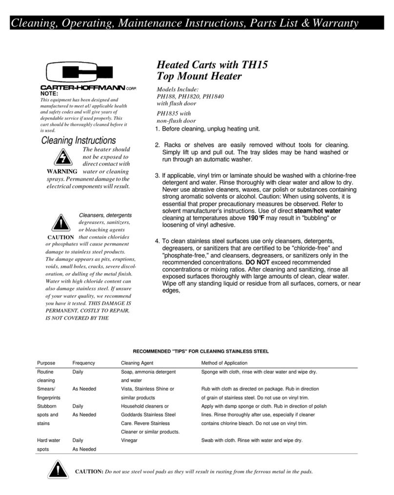 CARTER-HOFFMANN PH188 Operating, maintenance instructions & Spareparts list CARTER-HOFFMANN PH188 Operating, maintenance instructions & Spareparts list