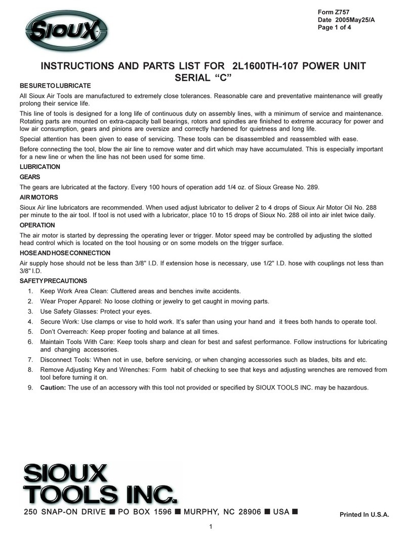 Sioux Tools C Series Instructions and parts list