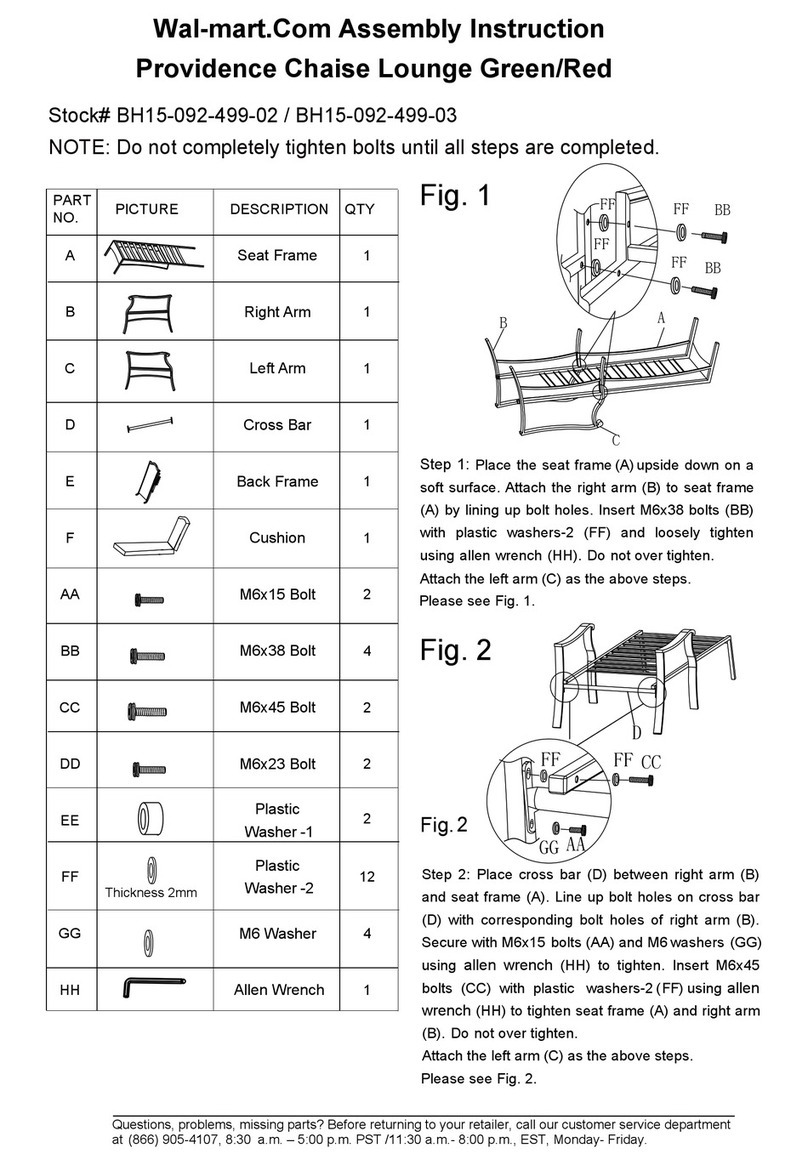 Better Homes and Gardens Providence Chaise Lounge Series Assembly instructions Better Homes and Gardens Providence Chaise Lounge Series Assembly instructions