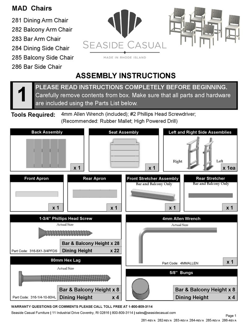 Seaside Casual MAD Series Assembly instructions