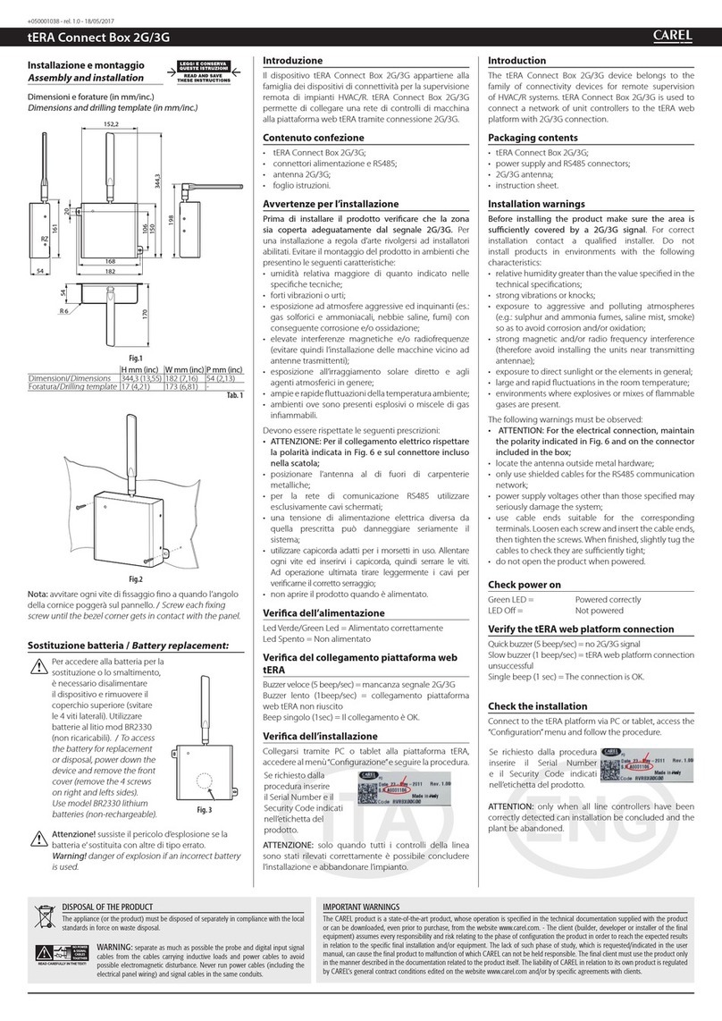 Carel tERA Connect Box 2G/3G Assembly and installation