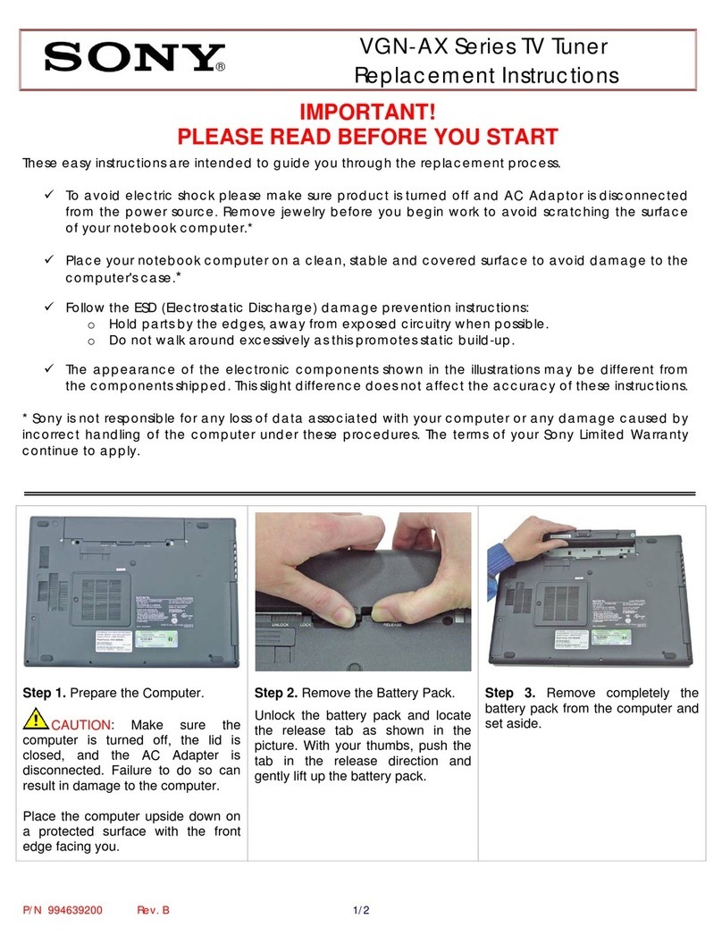 Sony VGN-AX Series Replacement instructions
