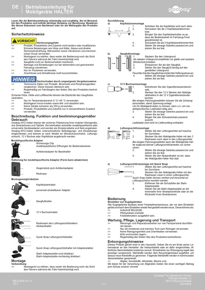Goobay HOLDER-UNI User manual Goobay HOLDER-UNI User manual