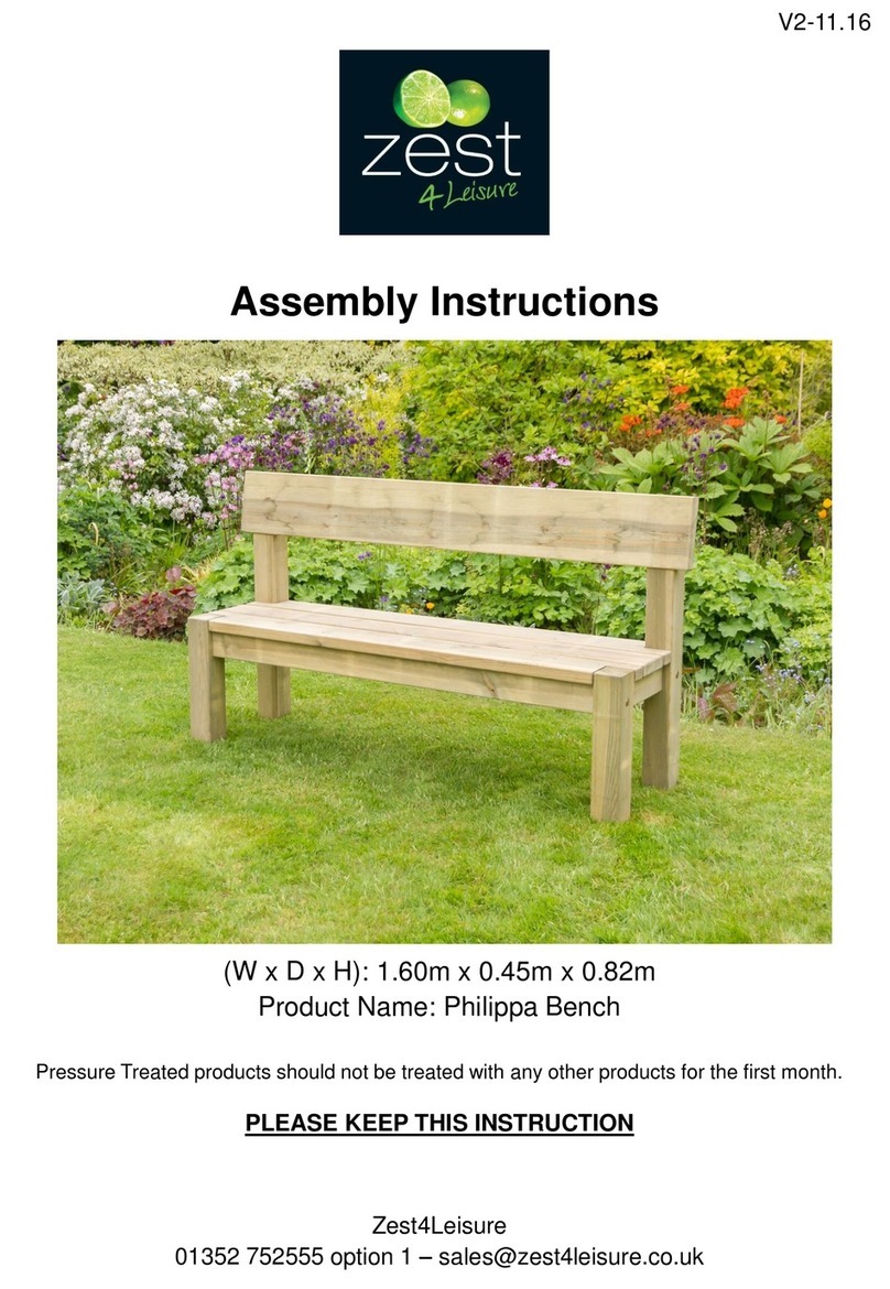 Zest 4 Leisure Philippa Bench User manual Zest 4 Leisure Philippa Bench User manual