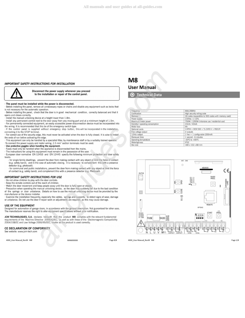 JCM Technologies M8 user manual