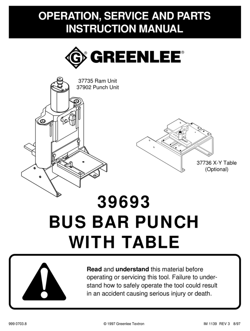 Greenlee 39693 Operation, service and parts instruction manual