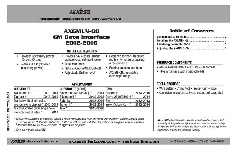 Axxess AXGMLN-08 User manual Axxess AXGMLN-08 User manual