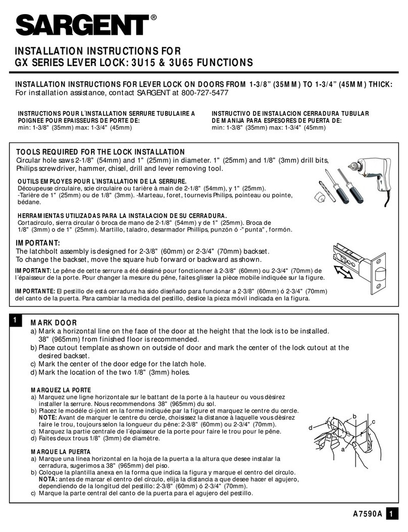 Sargent GX Series installation instructions Sargent GX Series installation instructions