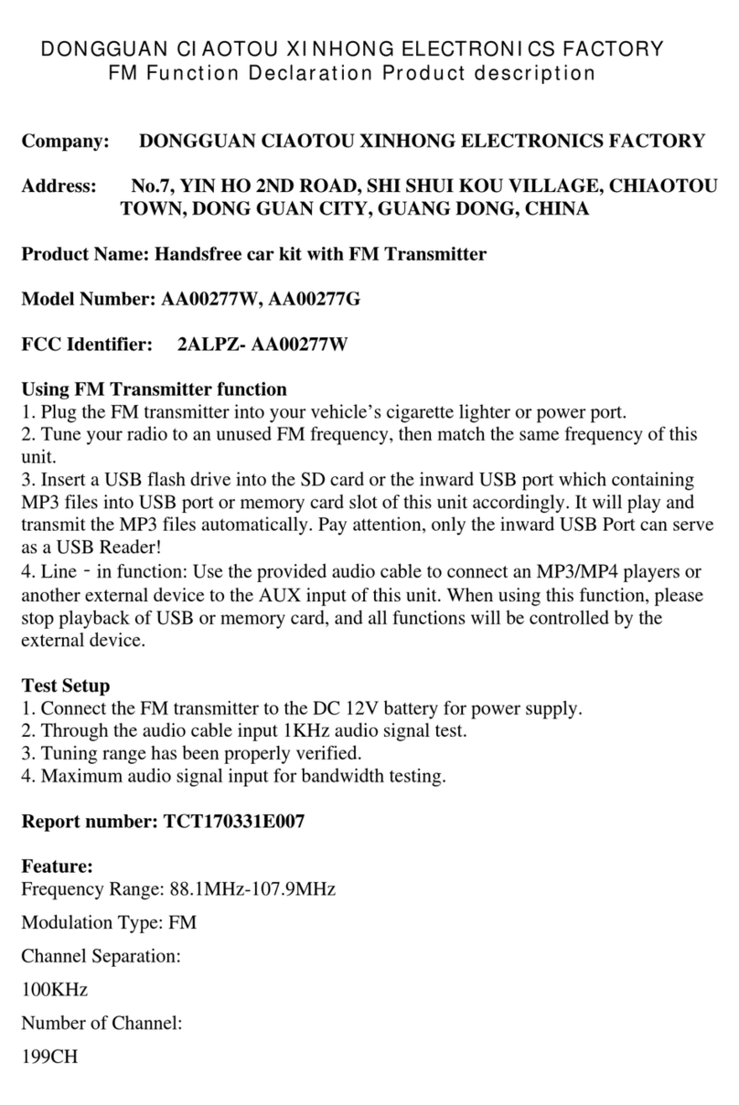 DONGGUAN CIAOTOU XINHONG ELECTRONICS AA00277W quick start guide