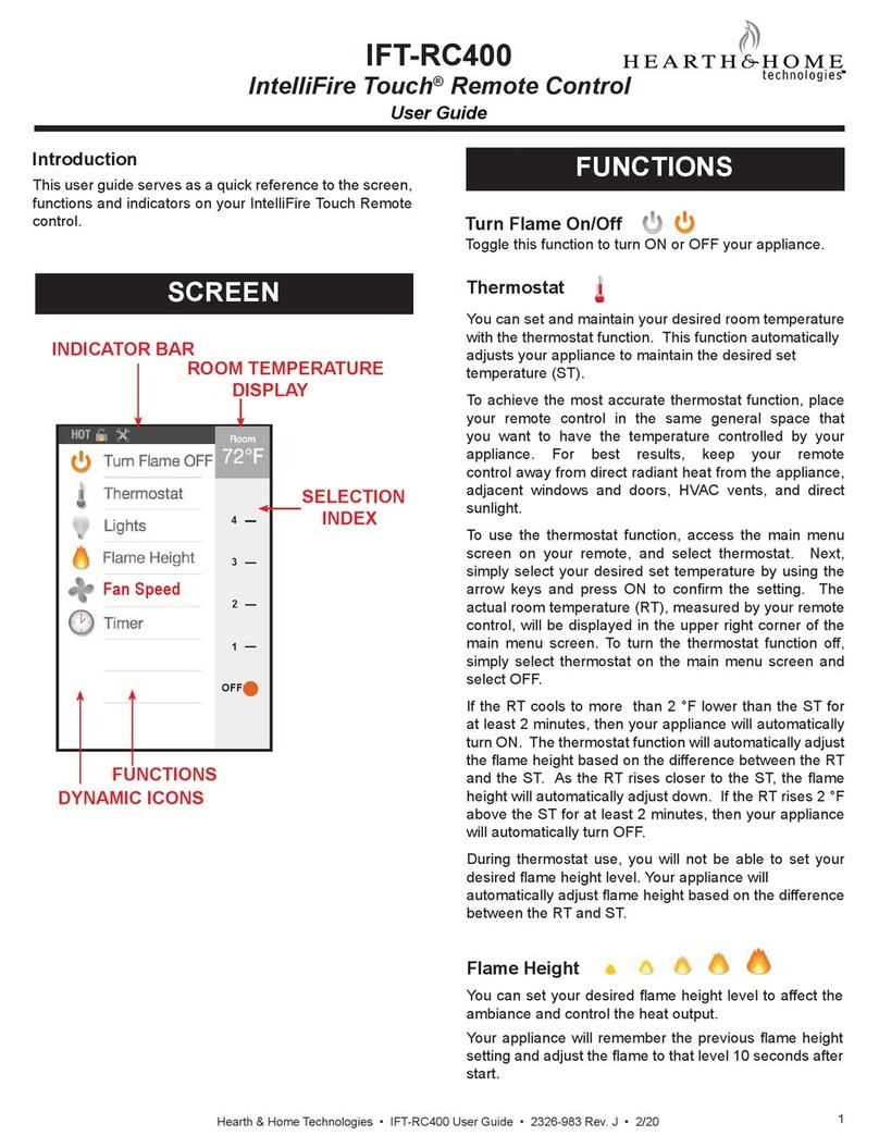 Hearth & Home IntelliFire IFT-RC400 User manual Hearth & Home IntelliFire IFT-RC400 User manual