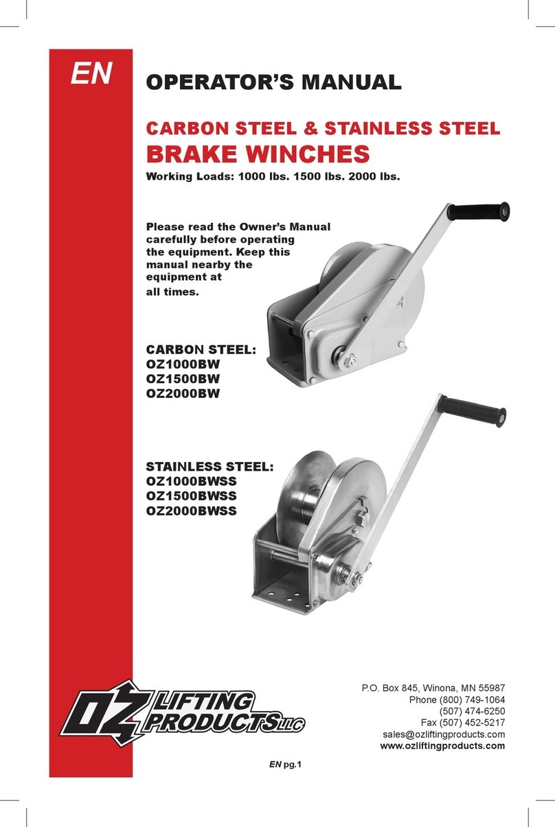 OZ Lifting Products OZ1000BW Operator's manual OZ Lifting Products OZ1000BW Operator's manual