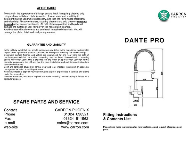 Carron Phoenix DANTE PRO Fitting Instructions & Contents List