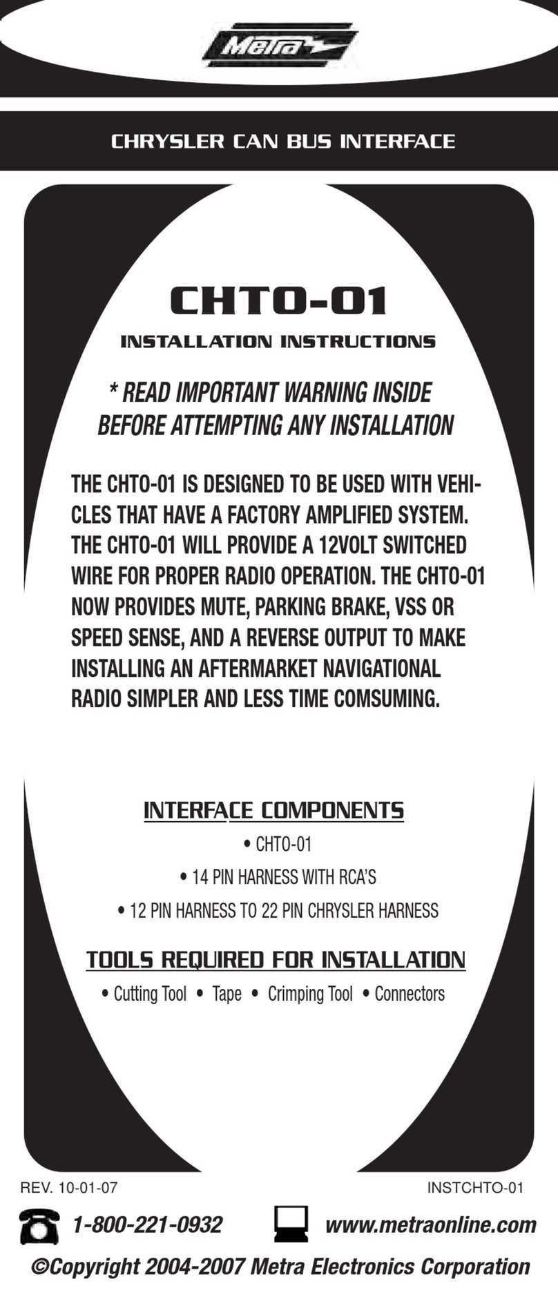Metra Electronics CHTO-01 User manual