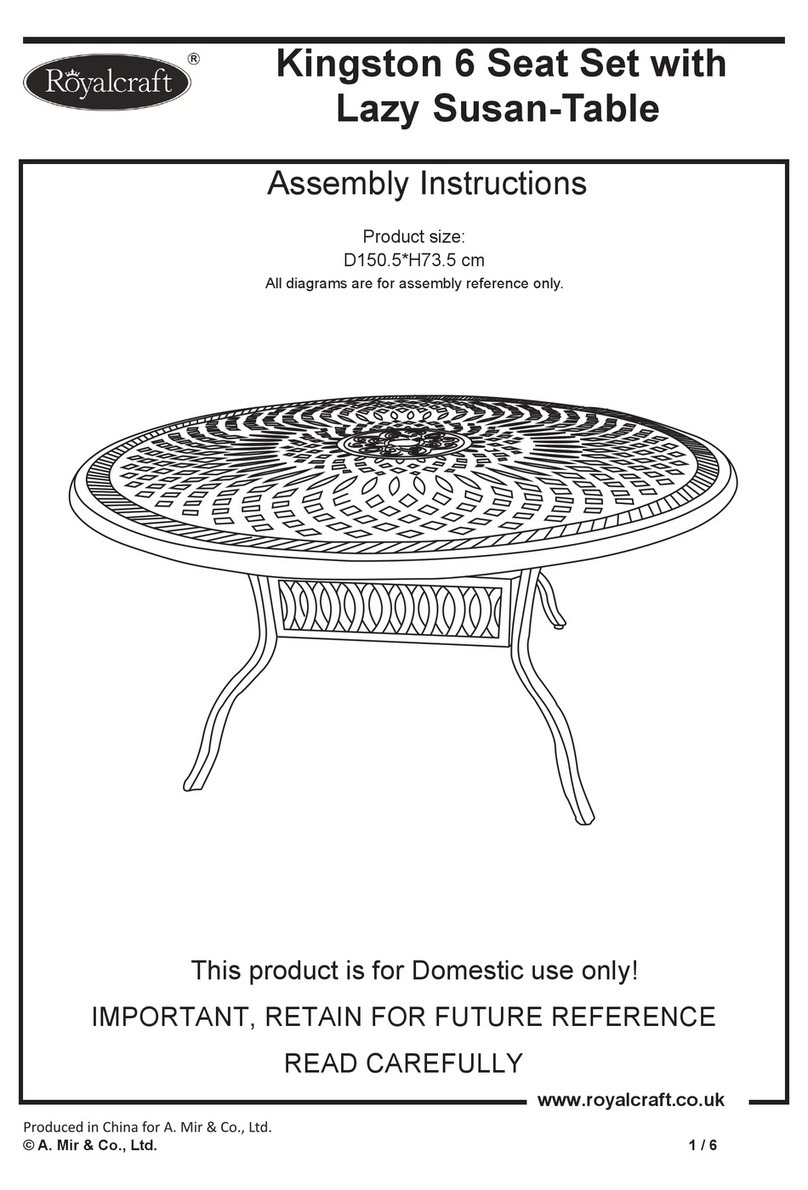 Royalcraft Kingston 6 Seat Set with Lazy Susan-Table Assembly instructions