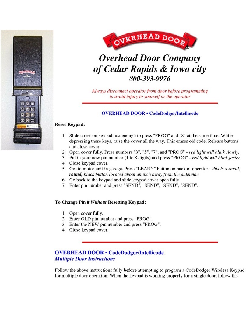 Overhead door CodeDodger quick start guide