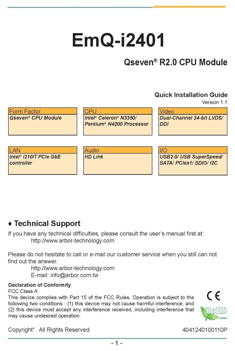 Arbor Technology Qseven EmQ-i2401 Quick installation guide