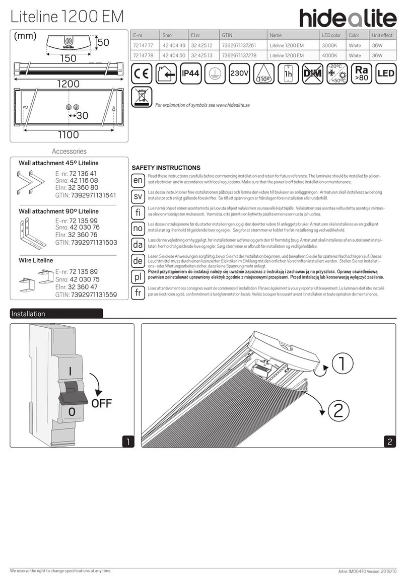 hidealite Liteline 1200 EM User manual