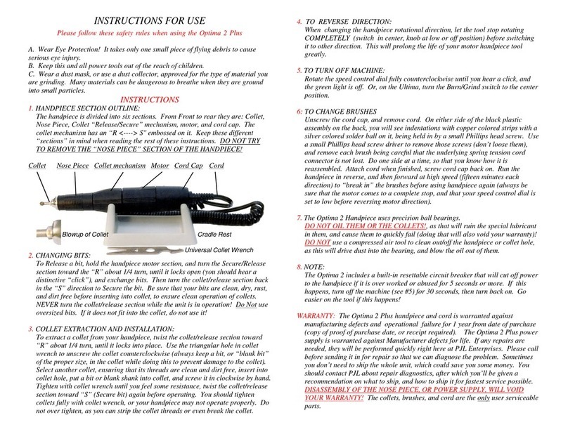 PJL Optima 2 Plus Instructions for use