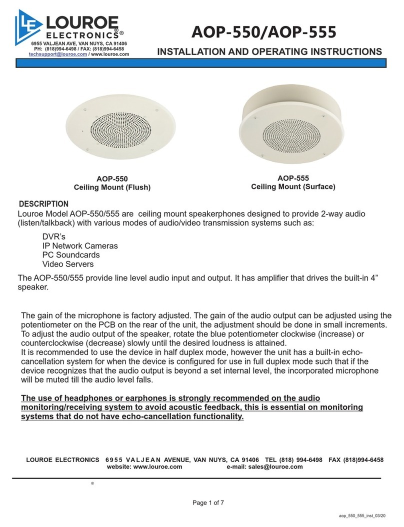 Louroe Electronics AOP-550 Installation and operating instructions