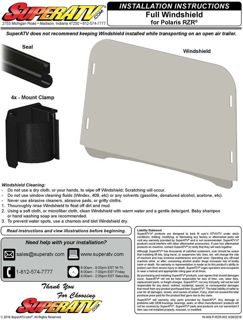 SuperATV WS-P-RZR-002 Series User manual
