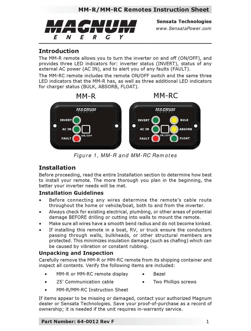 Magnum Energy MM-R User manual Magnum Energy MM-R User manual
