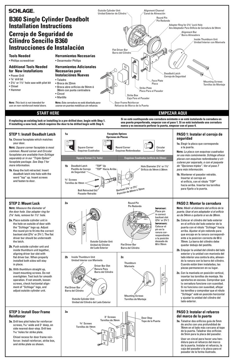 Schlage B360 User manual