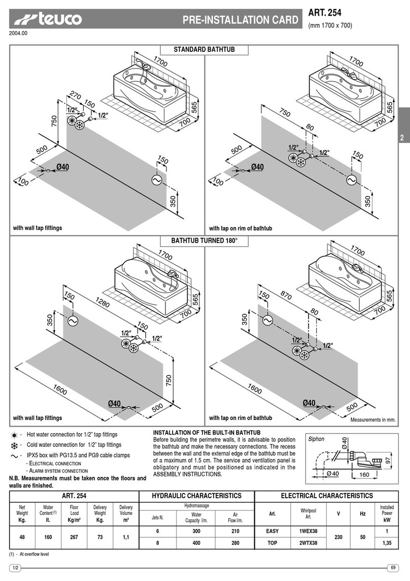 Teuco 254 PRE-INSTALLATION CARD