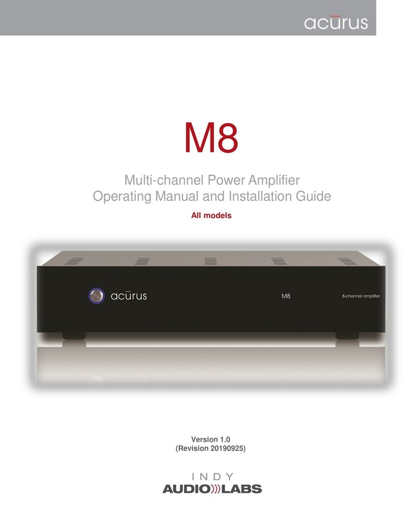 INDY AUDIO LABS Acurus M8 Operating Manual and Installation Instructions