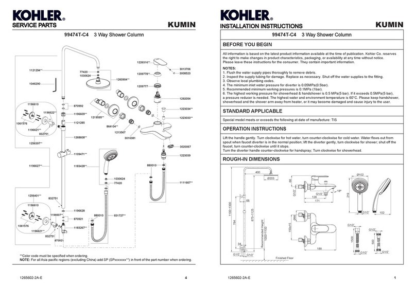 Kohler KUMIN 99474T-C4 User manual