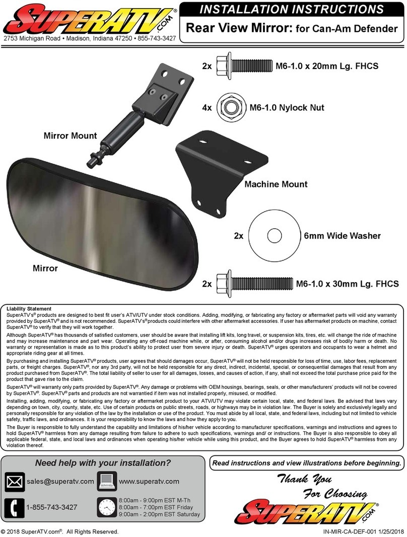 SuperATV MIR-CA-DEF-001 User manual
