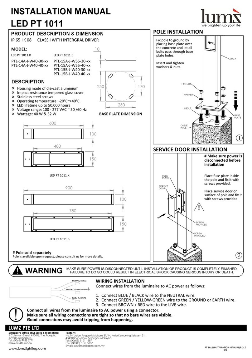 lumz LED PT 1011 installation manual